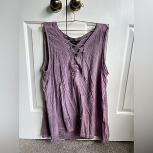 Rock & Republic Lavender Lace-Up Tank Top
